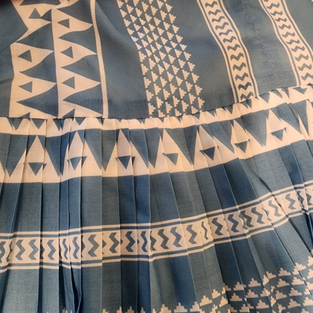 Blue Patterned Mini Dress - Picture 9 of 13
